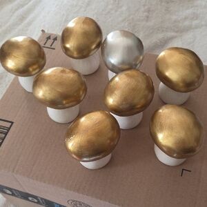 Gold and Silver Decorative Ceramic Mushrooms